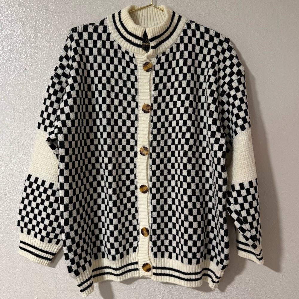 Dressed in LALA Checkered Grandpa Cardigan